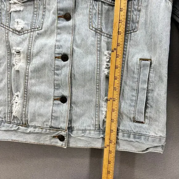 Ashley Vintage Charm Jean Jacket Women's Large Light Blue Distressed Western - Picture 10 of 11